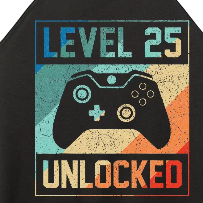 Level 25 Unlocked Video Gamer 25th Birthday Gifts Women’s Perfect Tri Rocker Tank