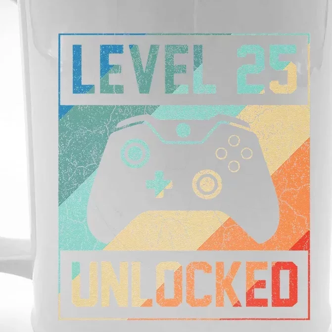 Level 25 Unlocked Video Gamer 25th Birthday Gifts Front & Back Beer Stein