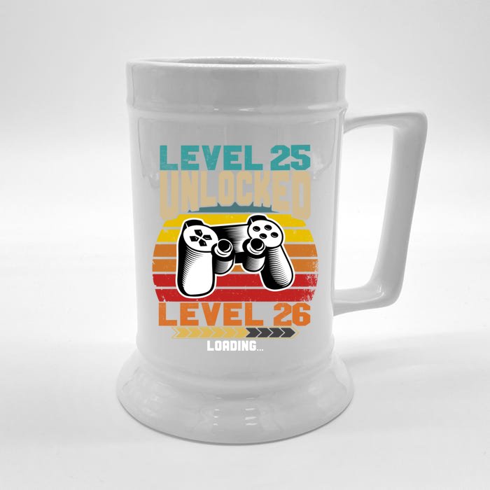 Level 25 Unlocked Level 26 Loading 25th Birthday Funny Gift Front & Back Beer Stein