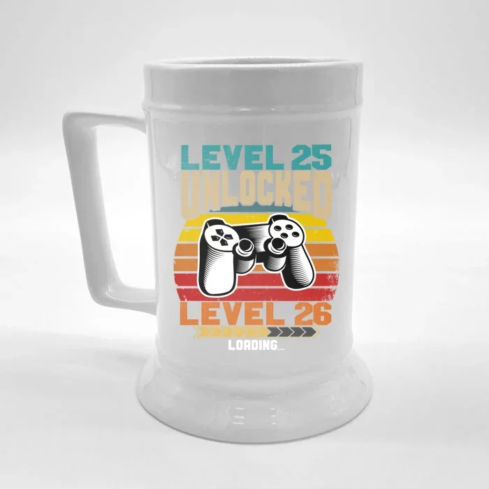 Level 25 Unlocked Level 26 Loading 25th Birthday Funny Gift Front & Back Beer Stein