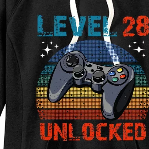 Level 28 Unlocked Video Gamer 28th Birthday Gifts Women's Fleece Hoodie