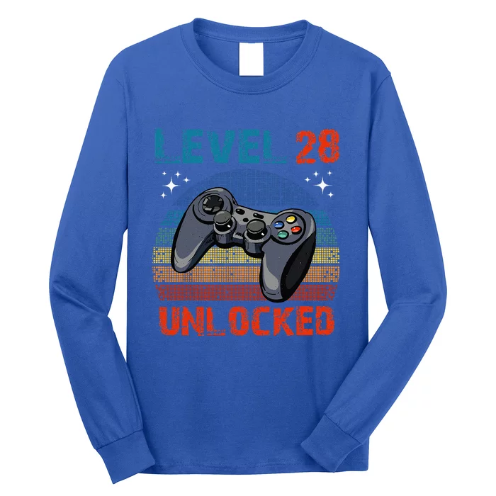 Level 28 Unlocked Video Gamer 28th Birthday Gifts Long Sleeve Shirt