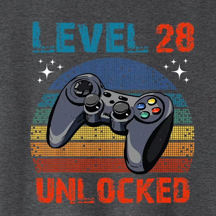 Level 28 Unlocked Video Gamer 28th Birthday Gifts Women's Crop Top Tee