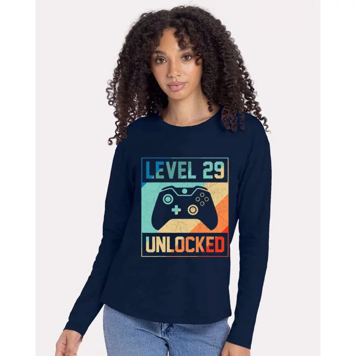 Level 29 Unlocked Video Gamer 29th Birthday Gifts Tee Womens Cotton Relaxed Long Sleeve T-Shirt