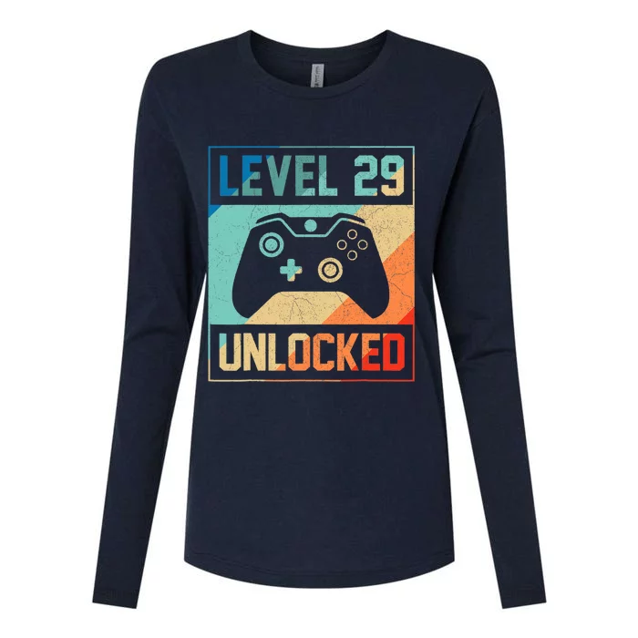 Level 29 Unlocked Video Gamer 29th Birthday Gifts Tee Womens Cotton Relaxed Long Sleeve T-Shirt