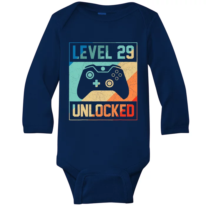 Level 29 Unlocked Video Gamer 29th Birthday Gifts Tee Baby Long Sleeve Bodysuit