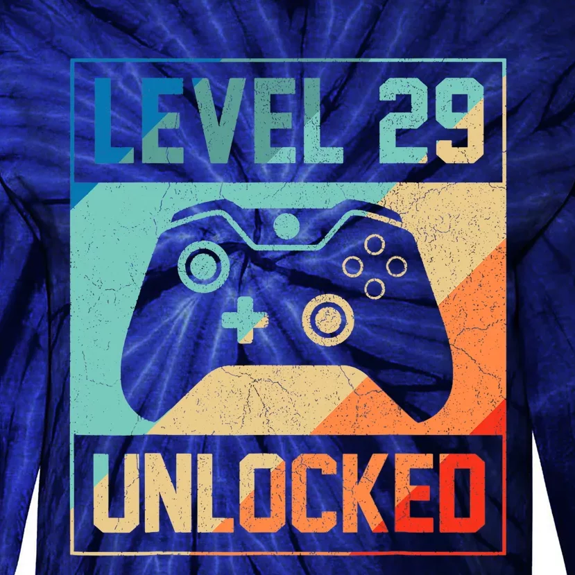 Level 29 Unlocked Video Gamer 29th Birthday Gifts Tee Tie-Dye Long Sleeve Shirt