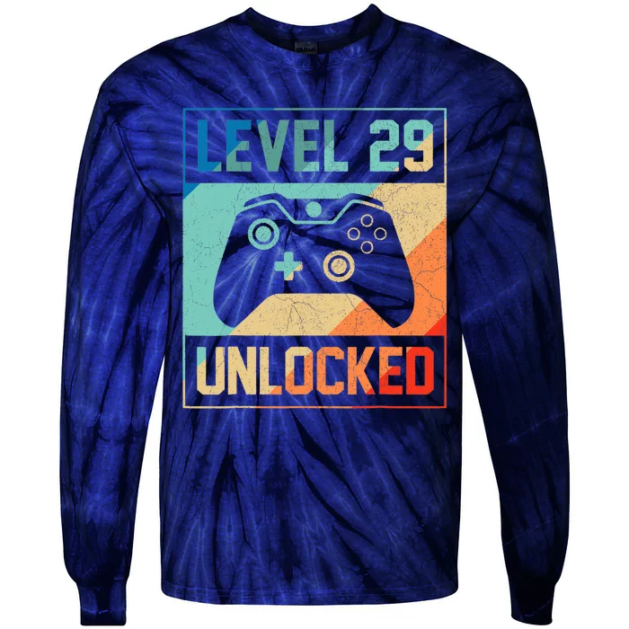 Level 29 Unlocked Video Gamer 29th Birthday Gifts Tee Tie-Dye Long Sleeve Shirt