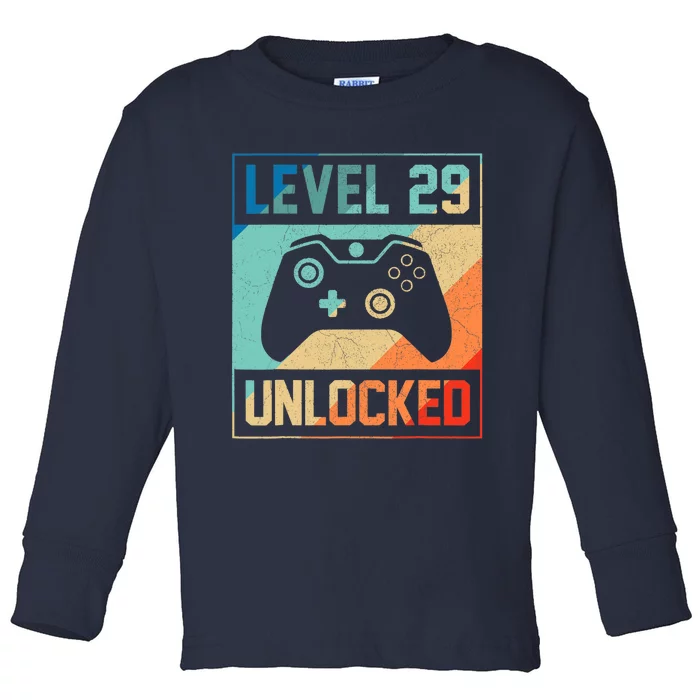 Level 29 Unlocked Video Gamer 29th Birthday Gifts Tee Toddler Long Sleeve Shirt