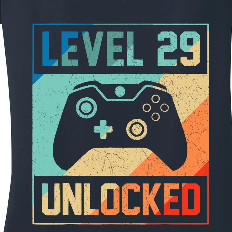 Level 29 Unlocked Video Gamer 29th Birthday Gifts Tee Women's V-Neck T-Shirt