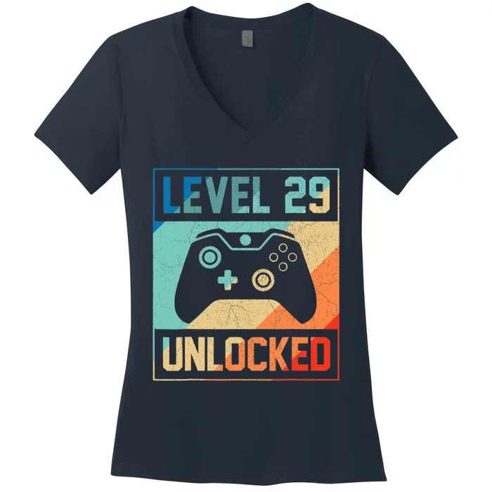 Level 29 Unlocked Video Gamer 29th Birthday Gifts Tee Women's V-Neck T-Shirt