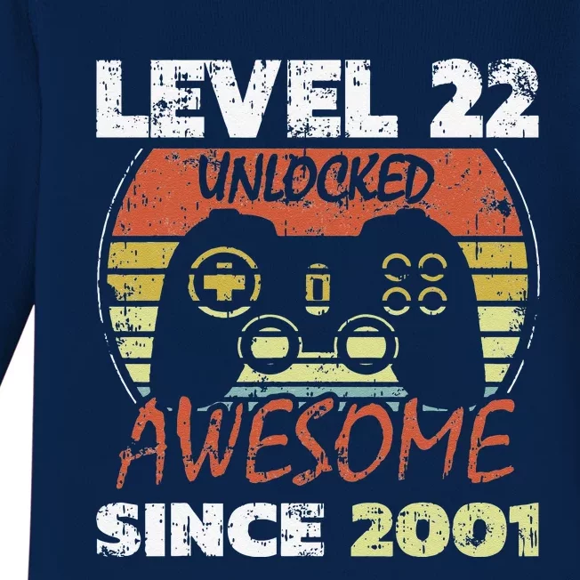 Level 22 Unlocked Awesome Since 2001 22nd Birthday Gaming Baby Long Sleeve Bodysuit