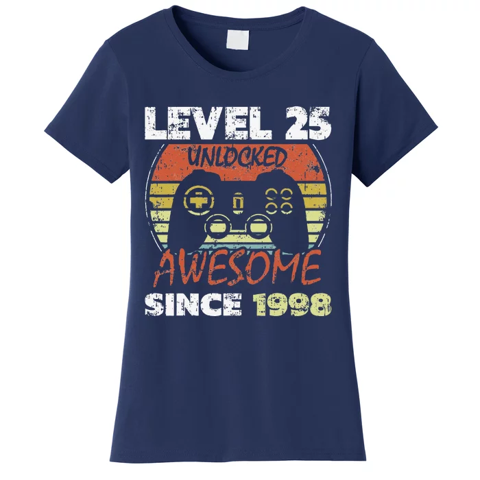 Level 25 Unlocked Awesome Since 1998 25th Birthday Gaming Women's T-Shirt