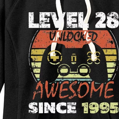 Level 28 Unlocked Awesome Since 1995 28th Birthday Gaming Women's Fleece Hoodie