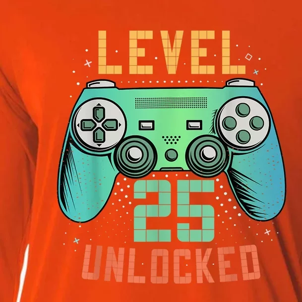 Level 25 Unlocked 25th Birthday Gamer Gifts 25 Year Old Male Cooling Performance Long Sleeve Crew