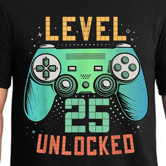 Level 25 Unlocked 25th Birthday Gamer Gifts 25 Year Old Male Pajama Set