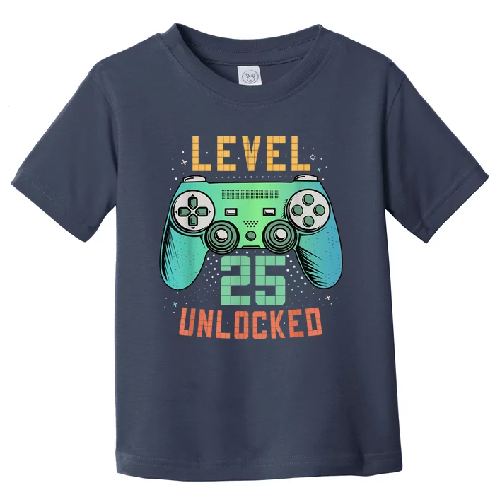 Level 25 Unlocked 25th Birthday Gamer Gifts 25 Year Old Male Toddler T-Shirt