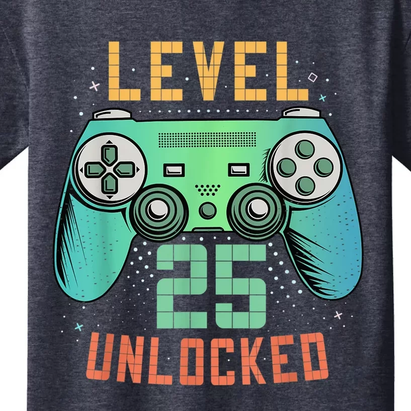 Level 25 Unlocked 25th Birthday Gamer Gifts 25 Year Old Male Kids T-Shirt