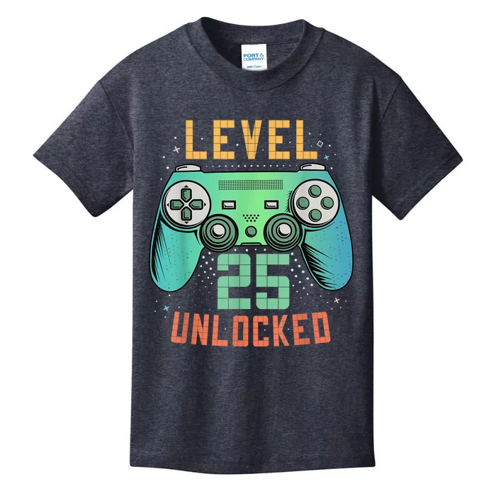 Level 25 Unlocked 25th Birthday Gamer Gifts 25 Year Old Male Kids T-Shirt