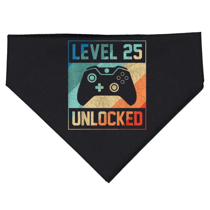 Level 25 Unlocked Shirt Video Gamer 25th Birthday Present Gifts Tee USA-Made Doggie Bandana