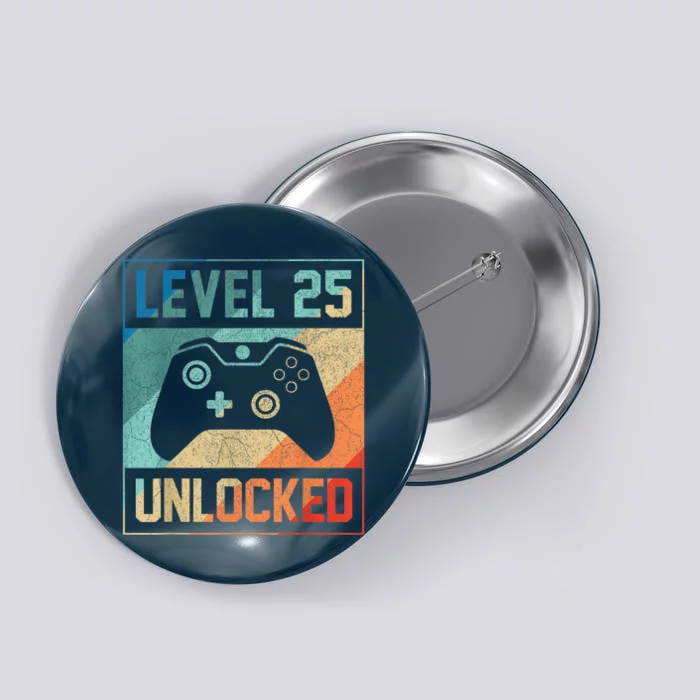 Level 25 Unlocked Shirt Video Gamer 25th Birthday Present Gifts Tee Button