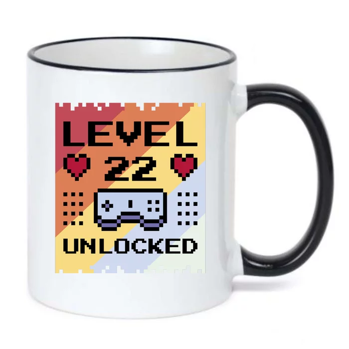 Level 22 Unlocked Birthday Black Color Changing Mug