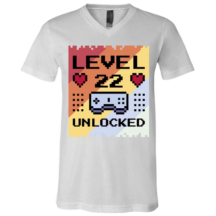 Level 22 Unlocked Birthday V-Neck T-Shirt