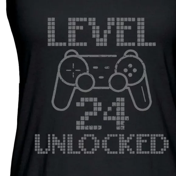 Level 24 Unlocked Gamer Birthday 24th Gaming Legend Ladies Essential Flowy Tank