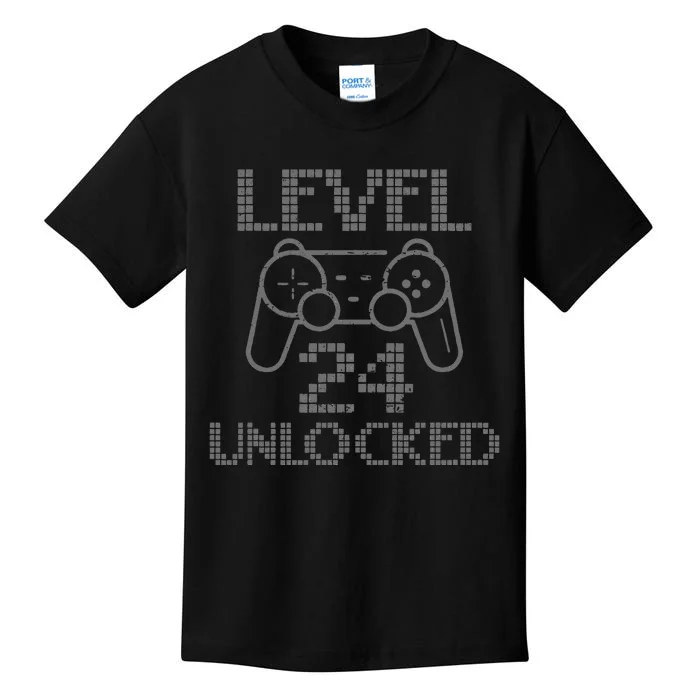 Level 24 Unlocked Gamer Birthday 24th Gaming Legend Kids T-Shirt