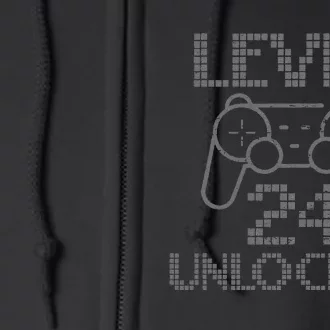 Level 24 Unlocked Gamer Birthday 24th Gaming Legend Full Zip Hoodie