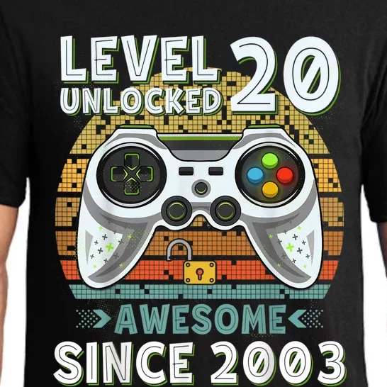 Level 20 Unlocked Awesome 2003 Funny Gamer 20th Birthday Pajama Set