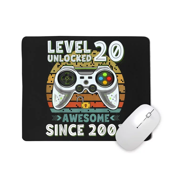 Level 20 Unlocked Awesome 2003 Funny Gamer 20th Birthday Mousepad