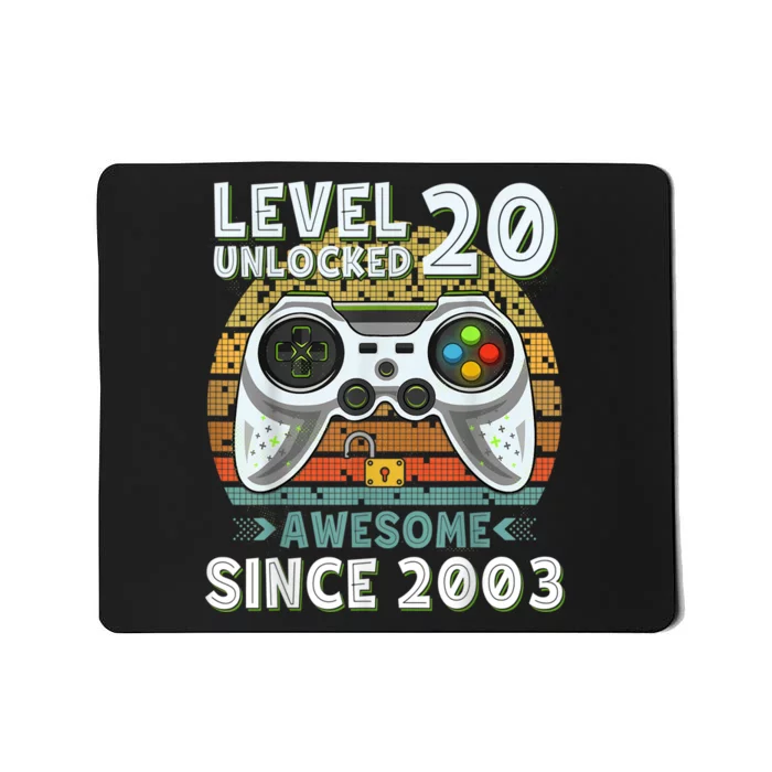 Level 20 Unlocked Awesome 2003 Funny Gamer 20th Birthday Mousepad