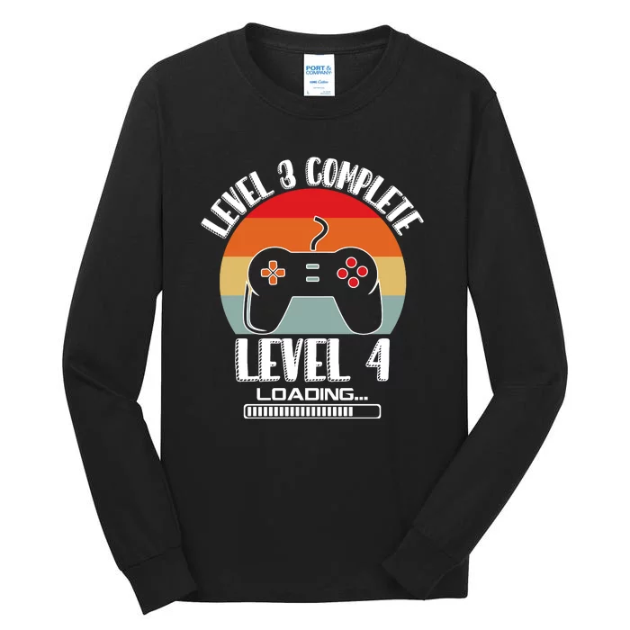 Level 3 Complete Level 4 Loading Vintage Birthday Video Game Tall Long Sleeve T-Shirt