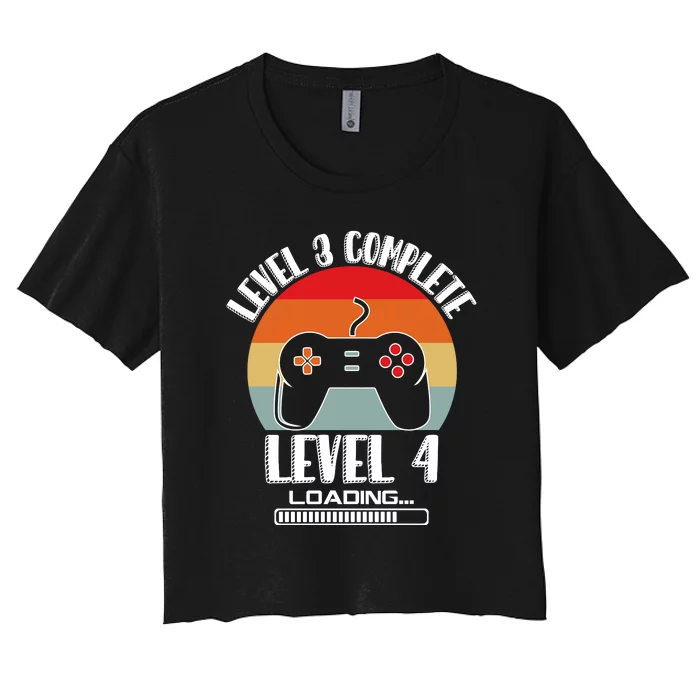 Level 3 Complete Level 4 Loading Vintage Birthday Video Game Women's Crop Top Tee