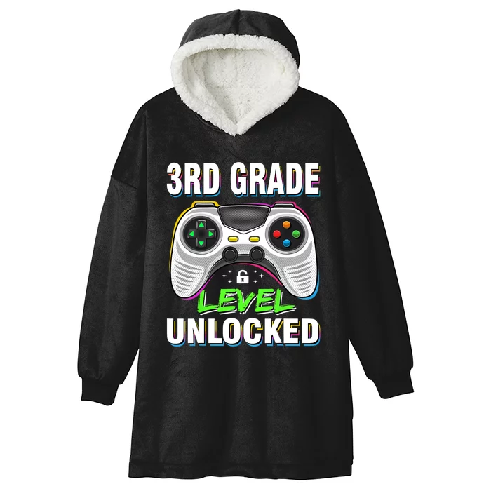 Level 3rd Grade Unlocked Back To School First Day Boy Girl Hooded Wearable Blanket