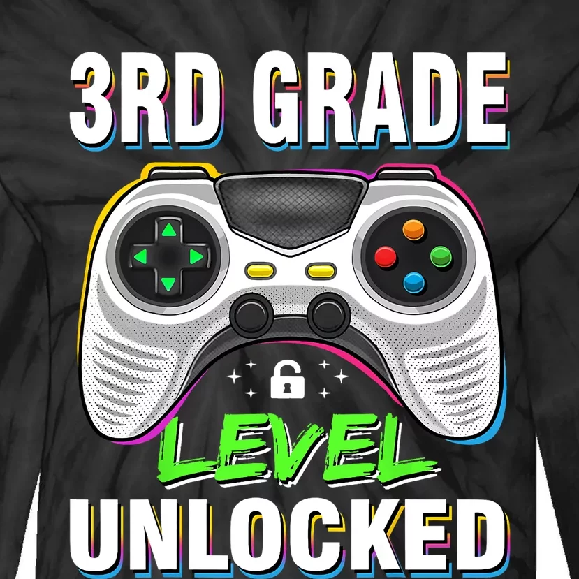 Level 3rd Grade Unlocked Back To School First Day Boy Girl Tie-Dye Long Sleeve Shirt