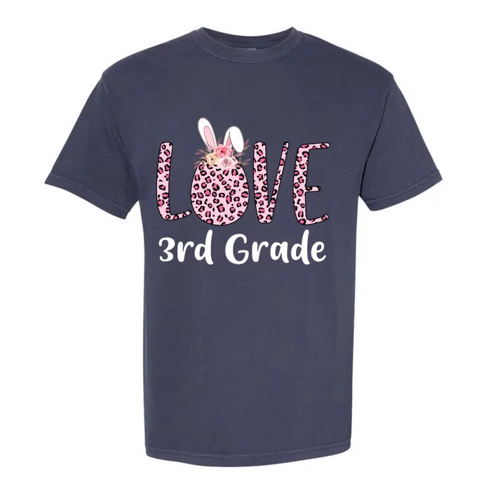 Love 3rd Grade Eggs Leopard Cute Bunny Teacher Easter Day Meaningful Gift Garment-Dyed Heavyweight T-Shirt