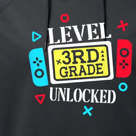 Level 3rd Grade Unlocked Third Back To School Gamer Boy Girl Performance Fleece Hoodie