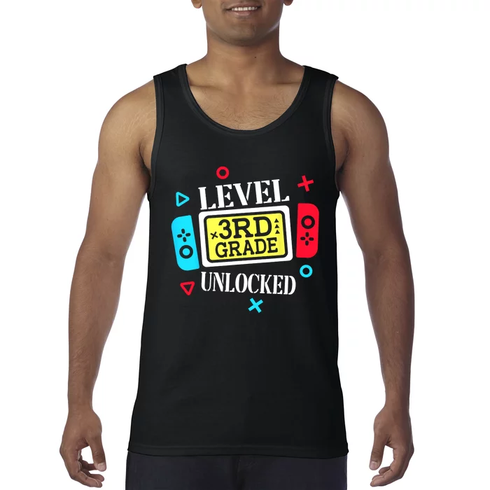 Level 3rd Grade Unlocked Third Back To School Gamer Boy Girl Tank Top