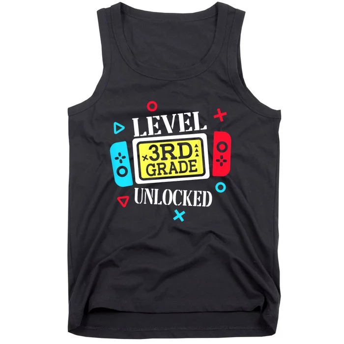 Level 3rd Grade Unlocked Third Back To School Gamer Boy Girl Tank Top