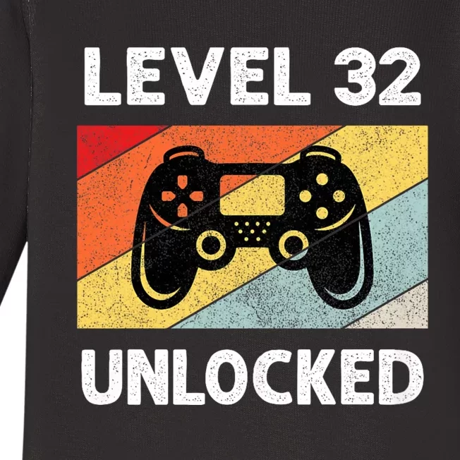 Level 32 Unlocked Turning 32 Years Old Baby Long Sleeve Bodysuit