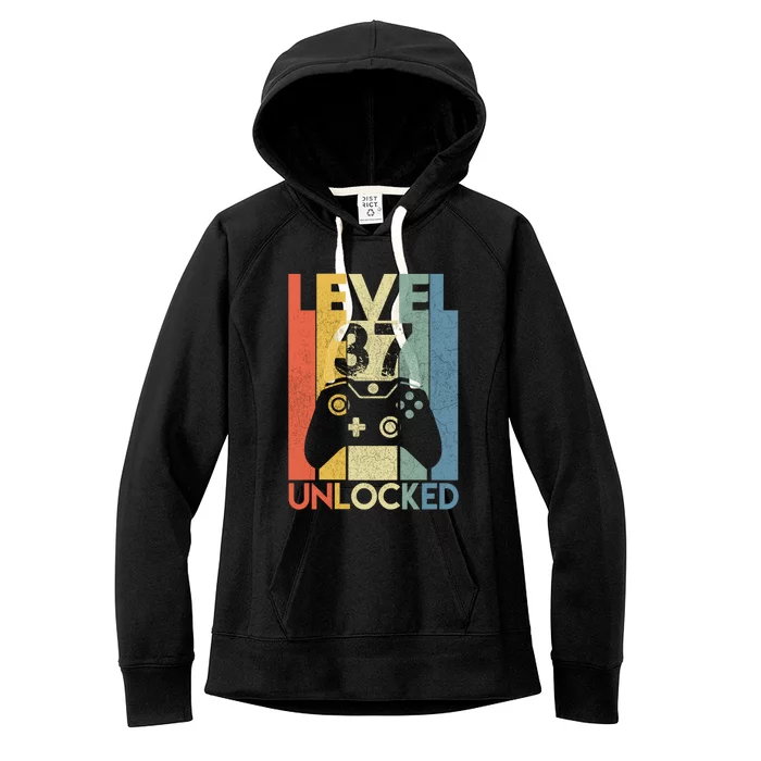 Level 37 Unlocked Awesome Video Game 37 Birthday Gift Women's Fleece Hoodie