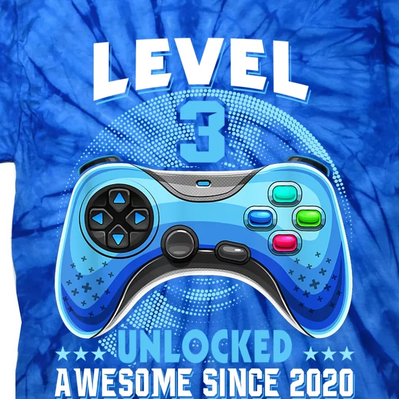 Level 3 Unlocked Awesome Since 2020 3rd Birthday Gamer Gift Tie-Dye T-Shirt