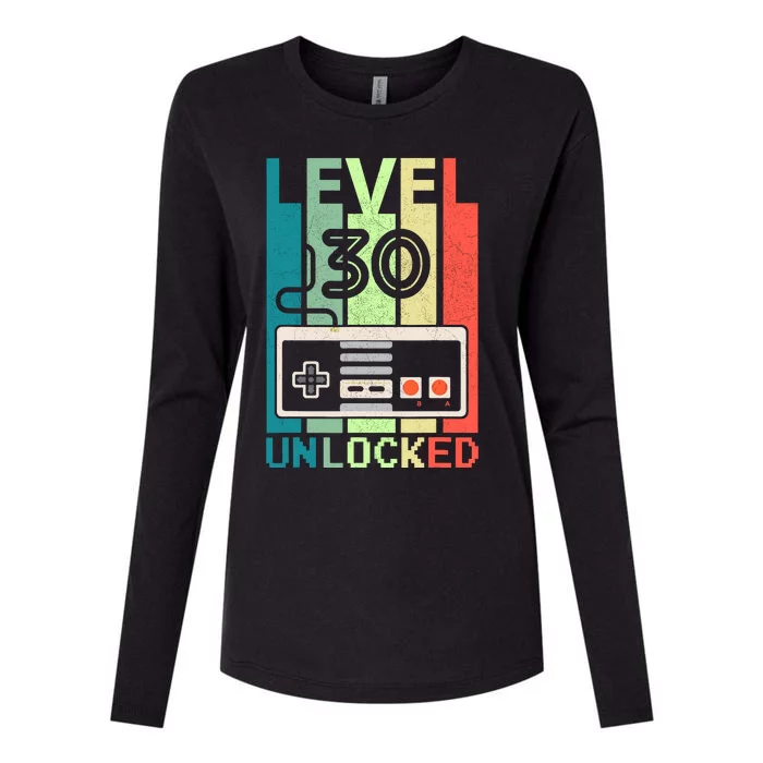 Level 30 Unlocked Video Gamer 30th Birthday Gifts Womens Cotton Relaxed Long Sleeve T-Shirt