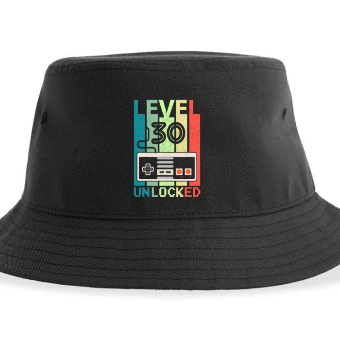 Level 30 Unlocked Video Gamer 30th Birthday Gifts Sustainable Bucket Hat