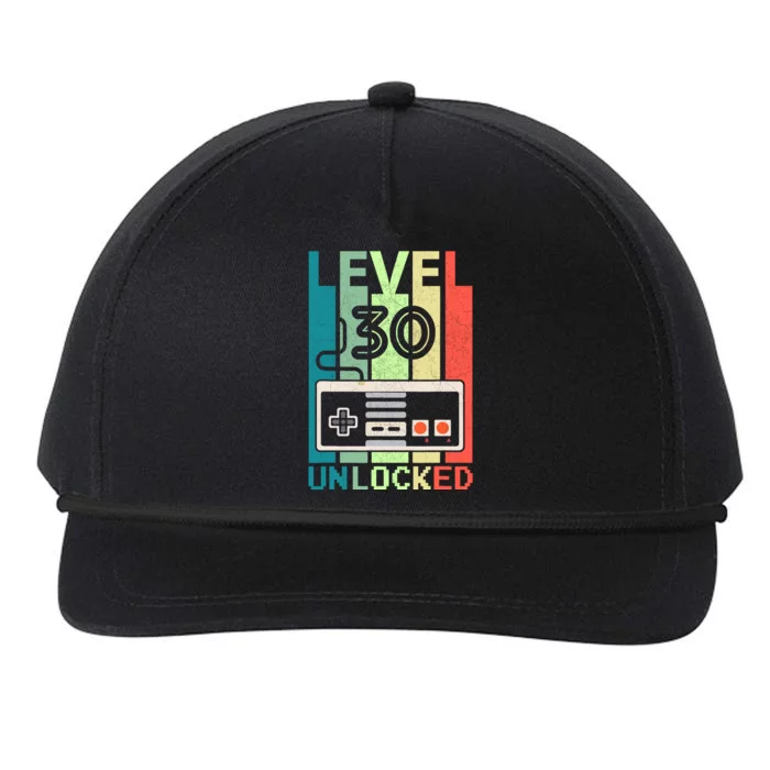 Level 30 Unlocked Video Gamer 30th Birthday Gifts Snapback Five-Panel Rope Hat