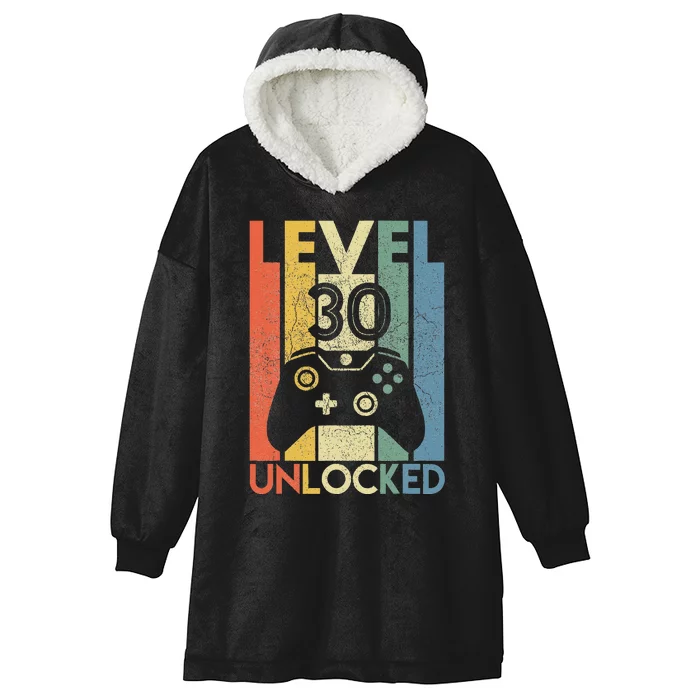 Level 30 Unlocked Funny Video Gamer 30th Birthday Gift Hooded Wearable Blanket