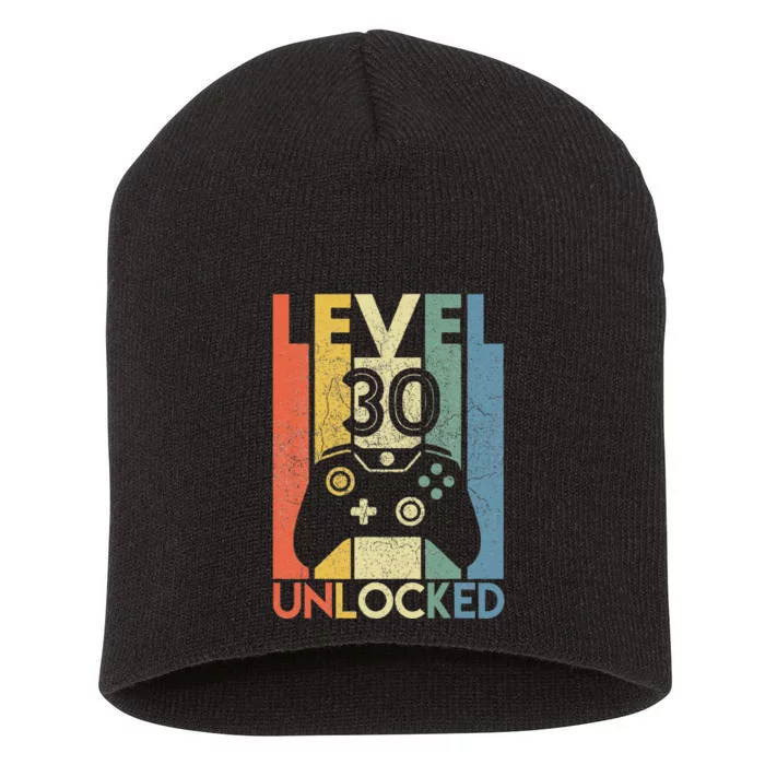 Level 30 Unlocked Funny Video Gamer 30th Birthday Gift Short Acrylic Beanie