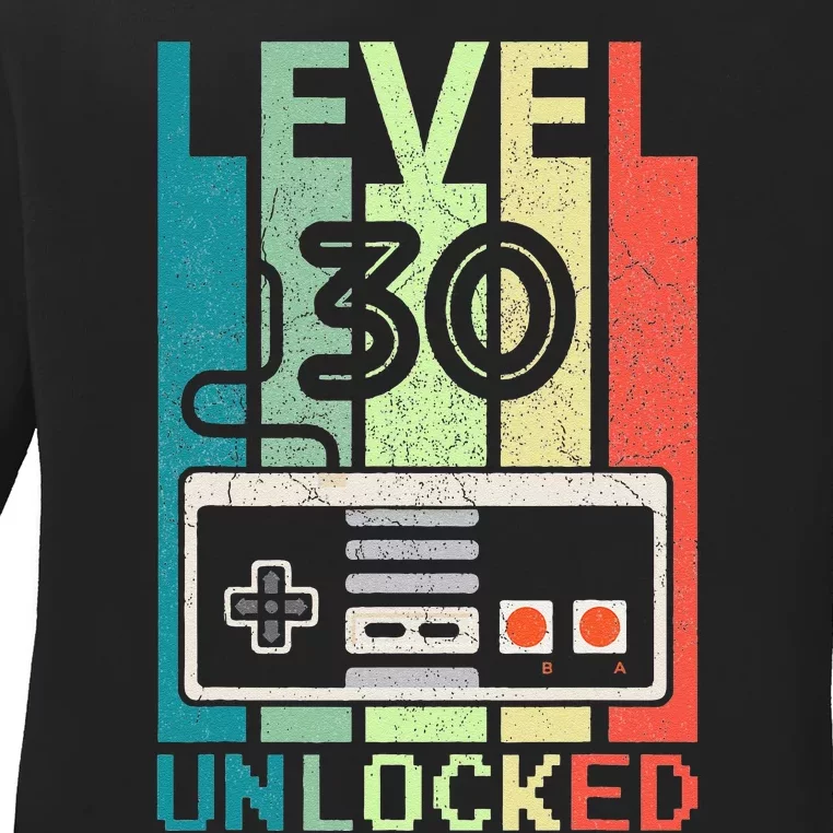 Level 30 Unlocked Video Gamer 30th Birthday Gifts Cute Ladies Long Sleeve Shirt